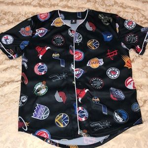 Baseball style jersey with all NBA teams